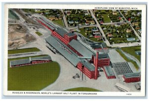 c1940 Aeroplane View Ruggles Rademaker Foreground Manistee Michigan MI Postcard