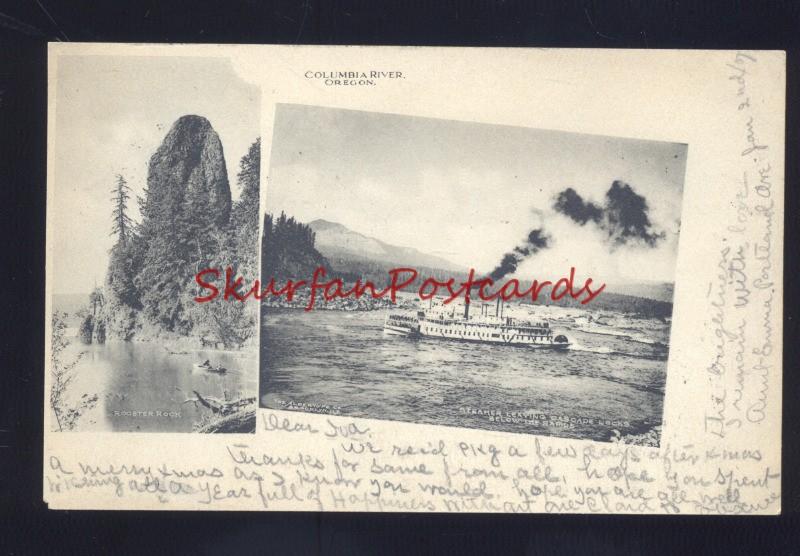 COLUMBIA RIVER OREGON RIVERBOAT STEAMER MULTI VIEW VINTAGE POSTCARD 1904