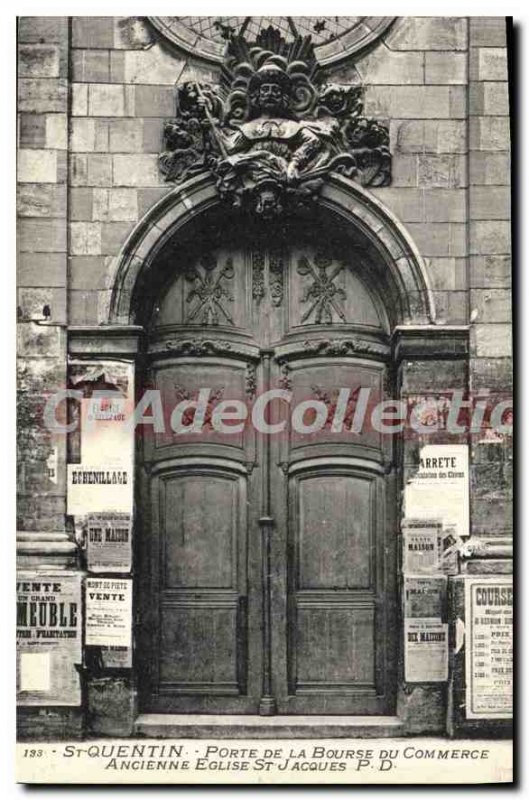 Old Postcard St Quentin Gate Commodity Exchange Ancient Church St Jacques