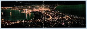 Hokkaido Japan Postcard Night View of Hakodate c1950's Fold Out Unposted