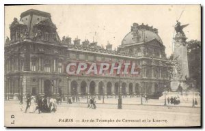 Postcard Old Carrousel Paris Arc de Triomphe and the Louvre