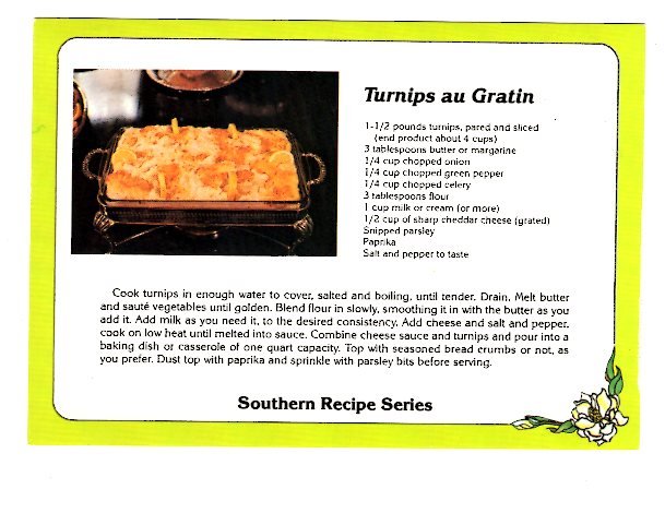 Turnip au Gratin, Southern Recipe Series