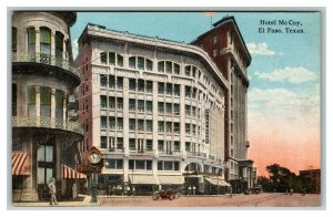 Vintage 1920's Advertising Postcard Hotel McCoy El Paso Texas Antique Autos NICE