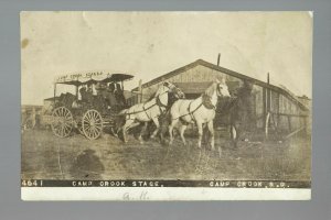 Camp Crook SOUTH DAKOTA RPPC 1909 STAGECOACH Stage 4 HORSE HITCH Ghost Town?