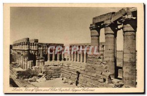 Old Postcard Egypt Egypt Luxor View of open and closed papyrus capitals columns