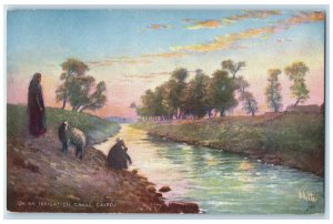 c1910 On An Irrigation Canal Cairo Picturesque Egypt Oilette Tuck Art Postcard