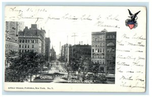 1903 Capital Square Park Detroit Michigan MI PMC Arthur Strauss Antique Postcard 