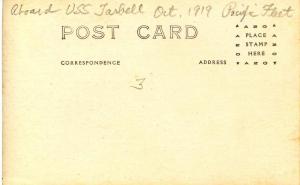 USS Tarbell, October 1919. Aboard, Serving with the Pacific Fleet  - RPPC