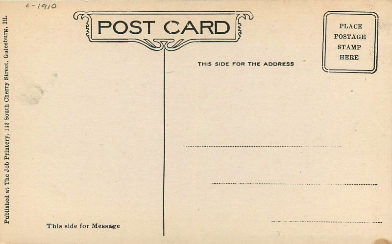 Postcard C-1910 Illinois Knoxville New Hebard House Job Printery 23-13265