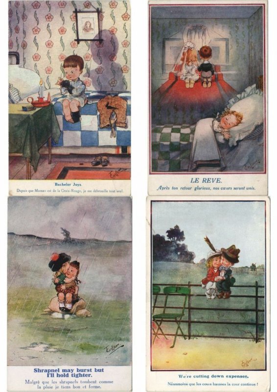 GILSON ARTIST SIGNED CHILDREN HUMOR COMIC 63 Vintage Postcards Pre-1940 (L3225)