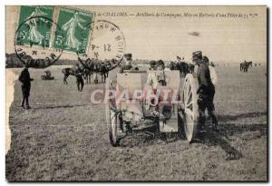 Postcard Old Army Camp Chalons Field Artillery Battery Getting a Piece of 75