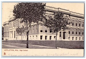 Appleton Wisconsin WI Postcard High School Building Exterior Roadside 1908 Tuck