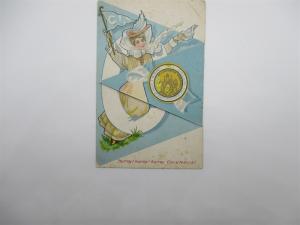 Folding Pennant Postcard, Hurray Columbia College Girl Series Vintage L10