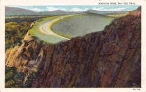 Medicine Bluff Fort Sill Oklahoma linen postcard