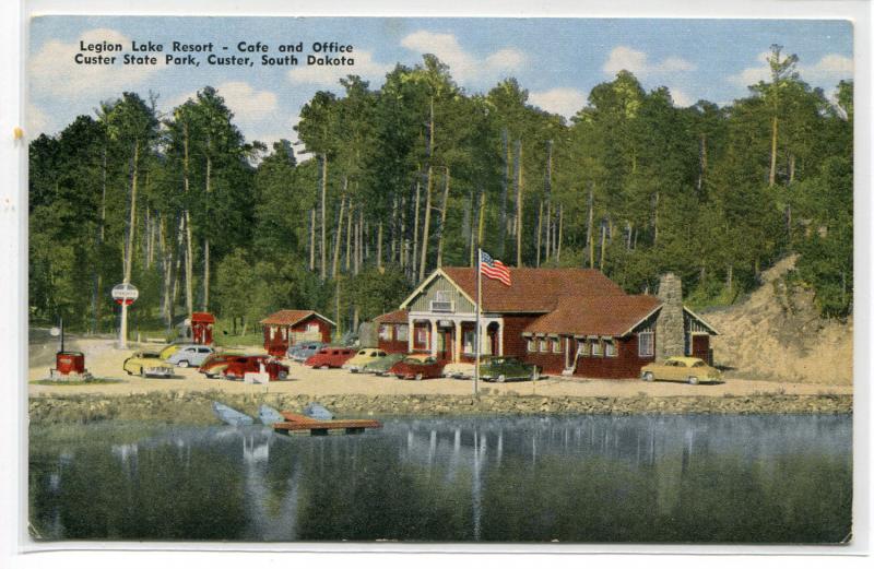 Legion Lake Resort Cafe Office Custer State Park South Dakota postcard