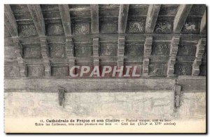 Old Postcard From Frejus Cathedral And The Cloister Ceiling single all wood b...