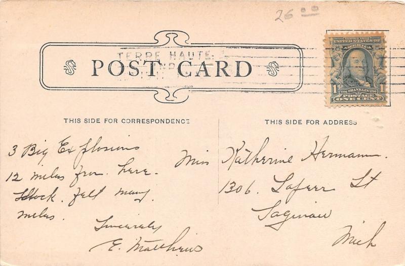 Terre Haute Indiana~Polytechnic School~1907 B&W Postcard