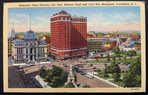 Vintage Postcard 1947 Exchange Place, City Hall and Biltmore Hotel, Providence R