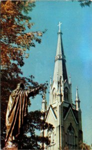 Sacred Heart Church Notre Dame Skyline IN Postcard Plastichrome VTG UNP Vintage  