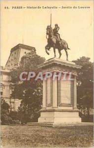 Postcard Old Paris Statue of Lafayette Garden of the Louvre