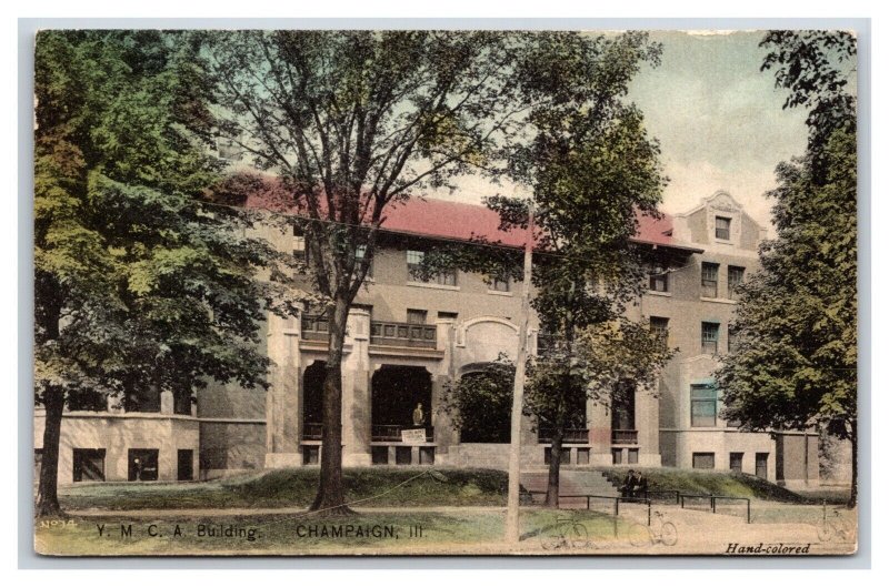 YMCA Building Chapaign IL Illinois UNP Hand Colored Albertype Postcard Y2