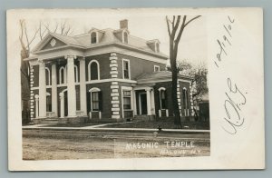 MALONE NY MASONIC TEMPLE ANTIQUE REAL PHOTO POSTCARD RPPC