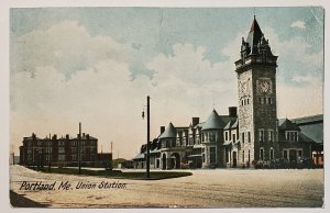 Portland ME Union Station Maine c1907 Postcard K26