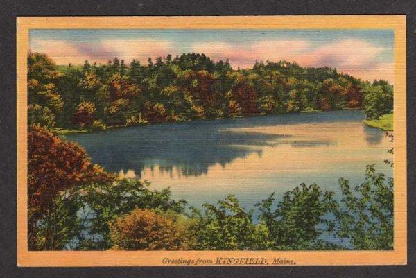 ME Greetings from KINGFIELD MAINE Postcard Linen PC