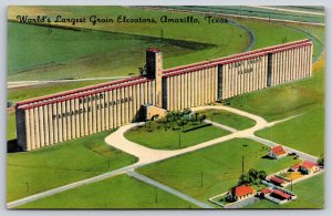 Amarillo Texas~Worlds Largest Grain Elevator~Burrus Panhandle~Air View~1950s PC
