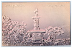 c1905 Corning Fountain Monument Hartford Connecticut CT Embossed Postcard