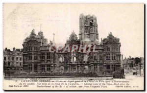 Old Postcard Arras Army general aspect of the town hall after the bombing