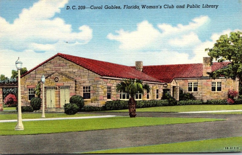 Florida Coral Gables Woman's Club and Public Library 1955 Curteich