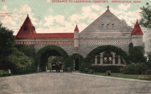 Vintage Postcard 1908 Entrance To Lakewood Cemetery Minneapolis Minnesota MN