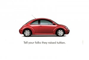 CONTINENTAL SIZE POSTCARD ADVERTISING FOR BEETLE VOLKSWAGEN MOTOR VEHICLES 1998