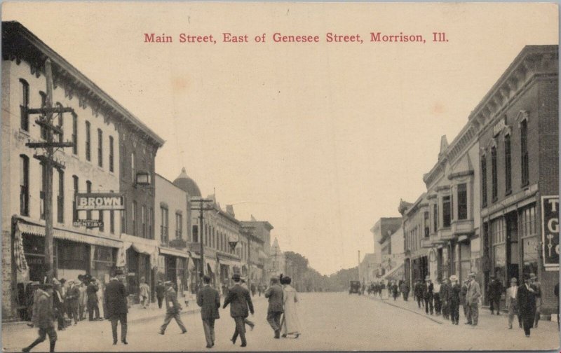 Postcard Main Street East Genesee Street Morrison IL