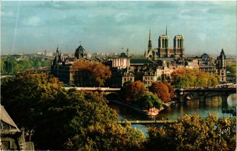 CPM PARIS Couleurs de PARIS Panorama sur Notre-Dame et la Cité (305175)