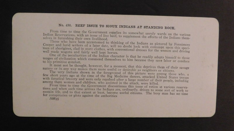 Mint Stereo Postcard Native Americans Beef Issue to Sioux Indians Standing Rock