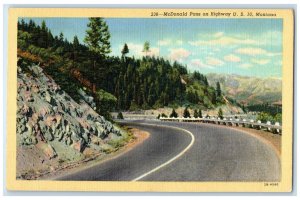 c1940's McDonald Pass On Highway US 10 Montana MT Unposted Vintage Postcard