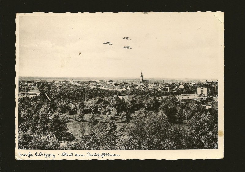 Germany Postmarked August 27 1939 Aircraft Flying over a Town Hans Gursky RPPC