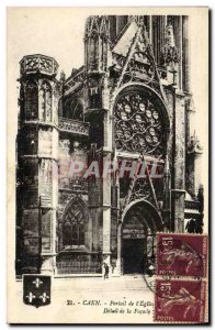 Old Postcard Caen The Church portal, facade Detail