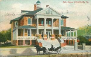 Elks Home 1908 Fraternal ROANOKE VIRGINIA Horse carriage postcard 2994