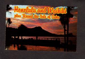 HI Diamond Head Sunrise Oahu Waikiki Beach Honolulu Hawaii Postcard