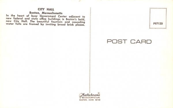 City Hall Boston, Massachusetts Postcard