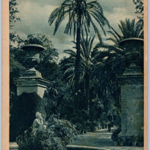 c1910s Palermo Italy Orto Botanico Postcard Palmizi Statue Fountain Sicily L&L