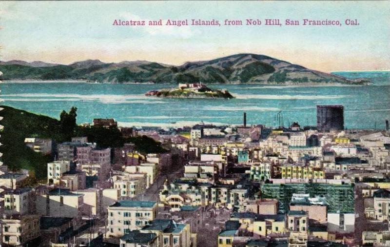 Alcatraz and Angel Islands. from Nob Hill, San Francisco, 