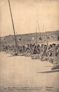 German East Africa Belgian Occ Congo Dragers Warriors Ethnic postcard B984