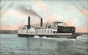 Bath Maine ME Steamer Steamship Hercules Trolley on Board c1910 Postcard