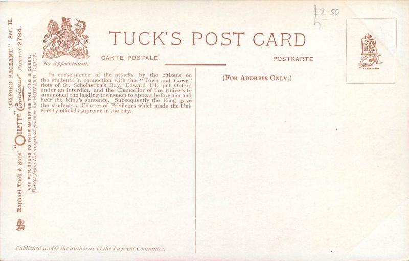 Oxford Pageant 1907 St Scholastica `s Day chancellor pronouncing King`s sentence