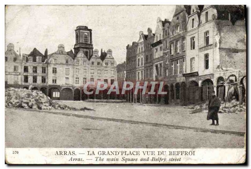 Old Postcard Arras Main Square View From The Belfry Army