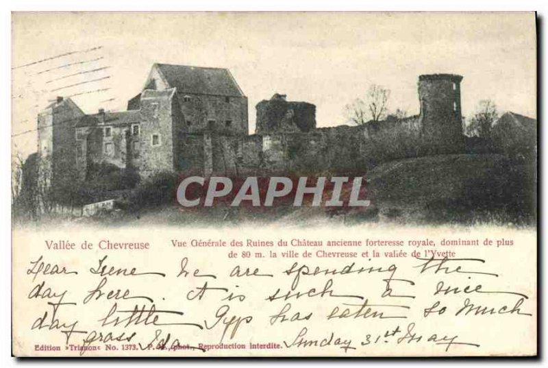 Postcard Old Chevreuse Valley Vue Generale Ruins of Chateau old royal fortress